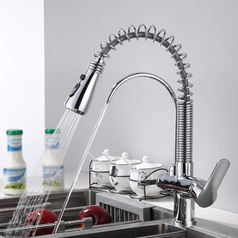 3-in-1 Brass Water Filter Tap with Hot & Cold Mixer - Direct Drinking Pure Water Spring Faucet for Kitchen Sink - Perfect for Home, Office, and RV Use