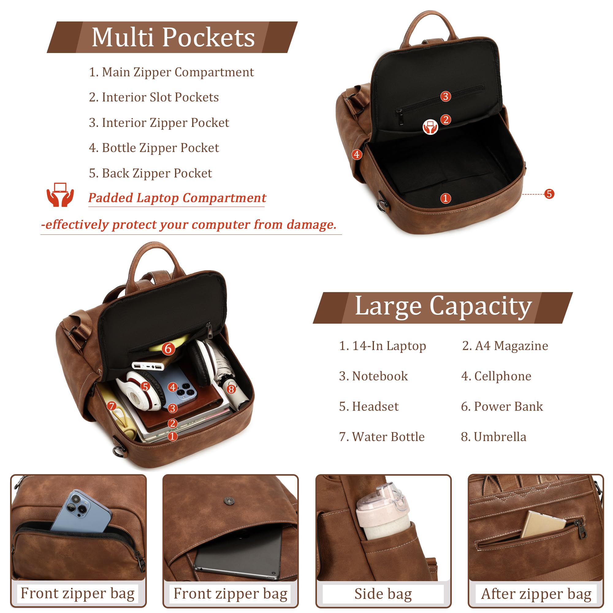 Stylish Leather Backpack Purse for Women - Fashionable Tassel Shoulder Bag with Large Capacity | Perfect for Work, Travel & Everyday Use