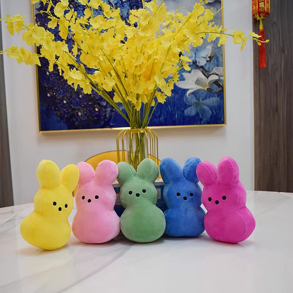 Easter Bunny Plush Toys 6Pcs - Cute Easter Peep Stuffed Animals, Soft Bunny Dolls for Kids - Perfect Easter Basket Stuffers & Gift Ideas for Easter Egg Hunt, Spring Decorations & Party Favors