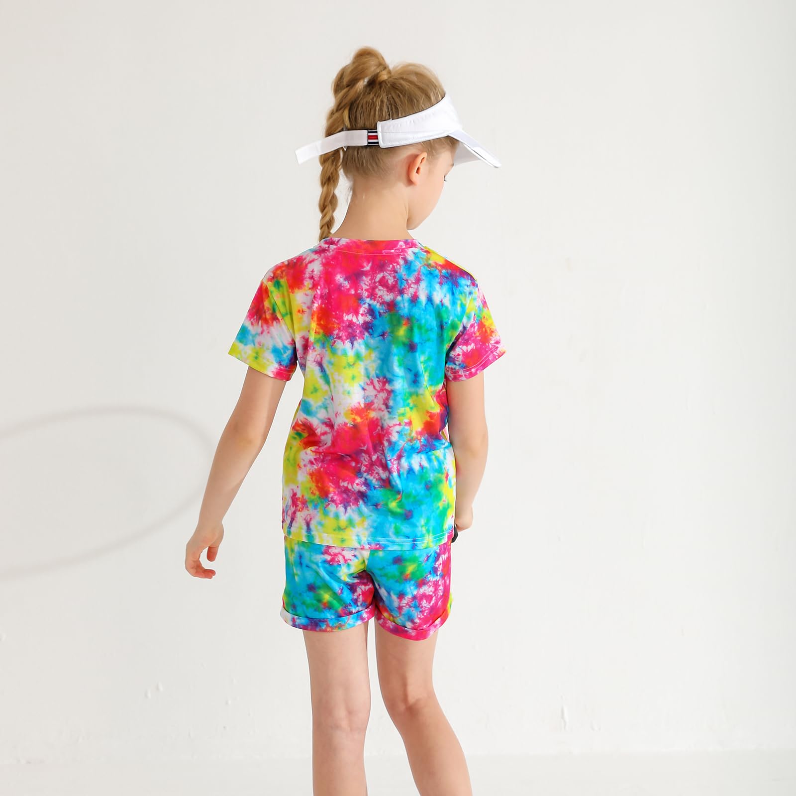 Tie Dye Matching Outfits for Girls 4-13 Years - 2 Piece Summer Vacation Clothes Set with Shirt and Shorts | Perfect for Beach Trips, Playdates & Outdoor Adventures