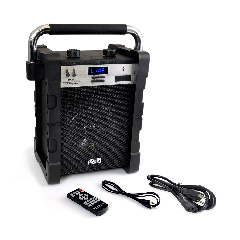 Pyle PWMABT550BK 100W Portable Bluetooth PA Speaker - Wireless Outdoor Waterproof Rechargeable Speaker with MP3/USB/SD/FM/AUX/Mic Input - Perfect for Parties, Events, Camping & Outdoor Activities (Black)
