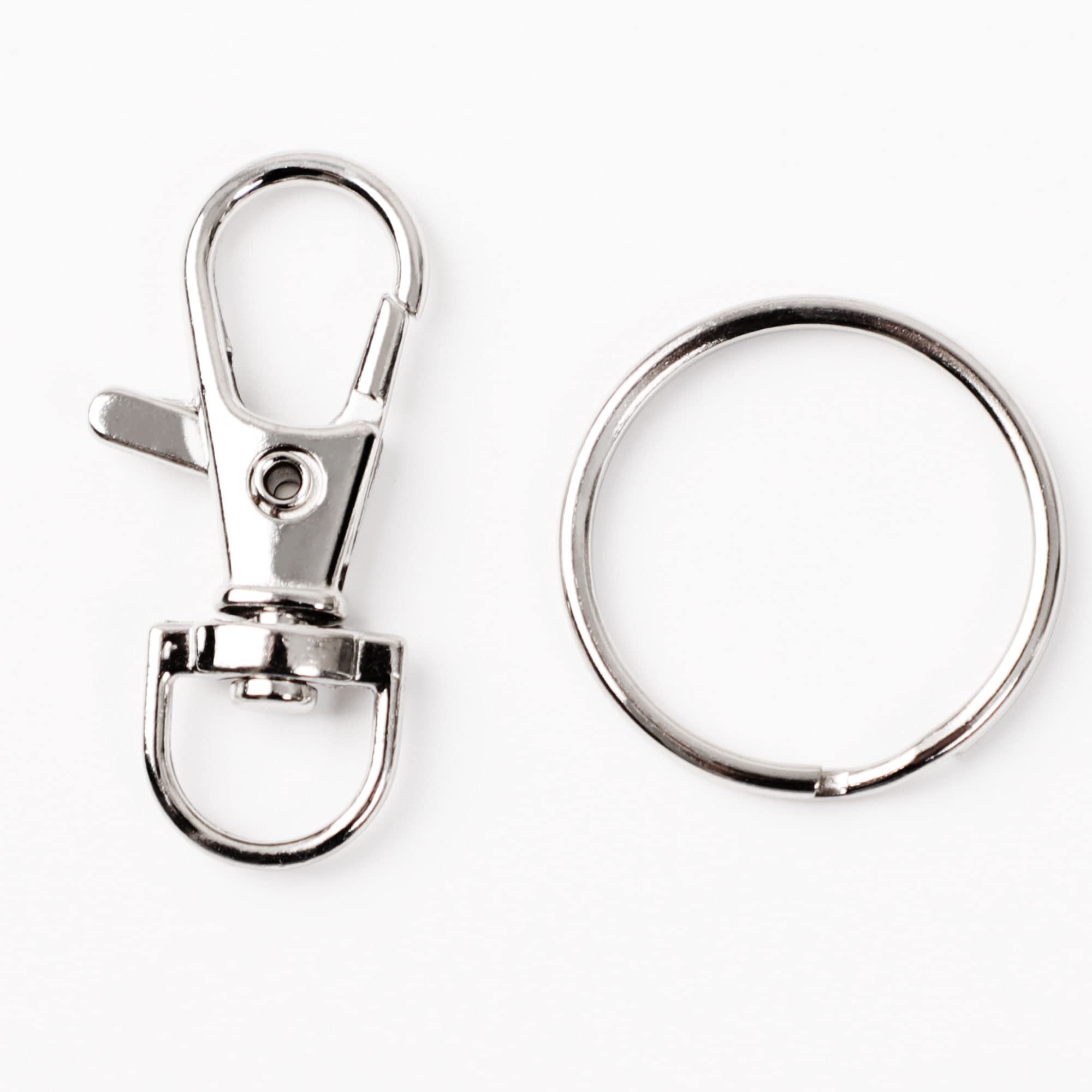 uxcell 20pcs Silver Tone Lobster Clasps Hook Split Ring Keyring - Durable Keychain for Handbags, Backpacks, Luggage & DIY Jewelry Making Accessories