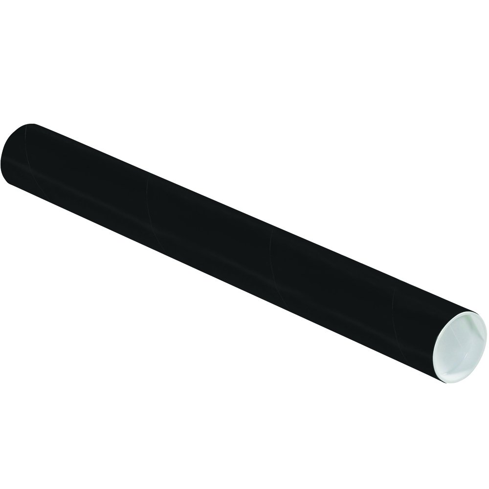 Aviditi 2x18 Inch Black Mailing Tubes with End Caps - Pack of 50 | Heavy Duty Shipping & Storage Tubes for Documents, Blueprints, Posters | Perfect for Office, School & Postal Mailing Protection