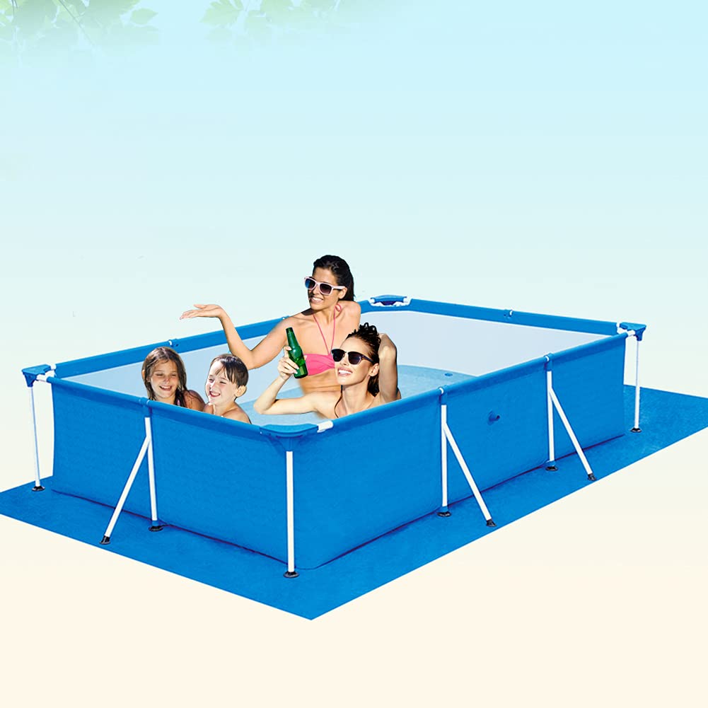 iKASUS Heavy Duty Pool Ground Cloth for Above Ground Pools - Waterproof Rectangular Swimming Pool Mat Protector with Reinforced Edges | Foldable Tarpaulin Cover for Frame Pools, Paddling Pools & Hot Tubs | Perfect for Backyard, Patio & Outdoor Water Activities