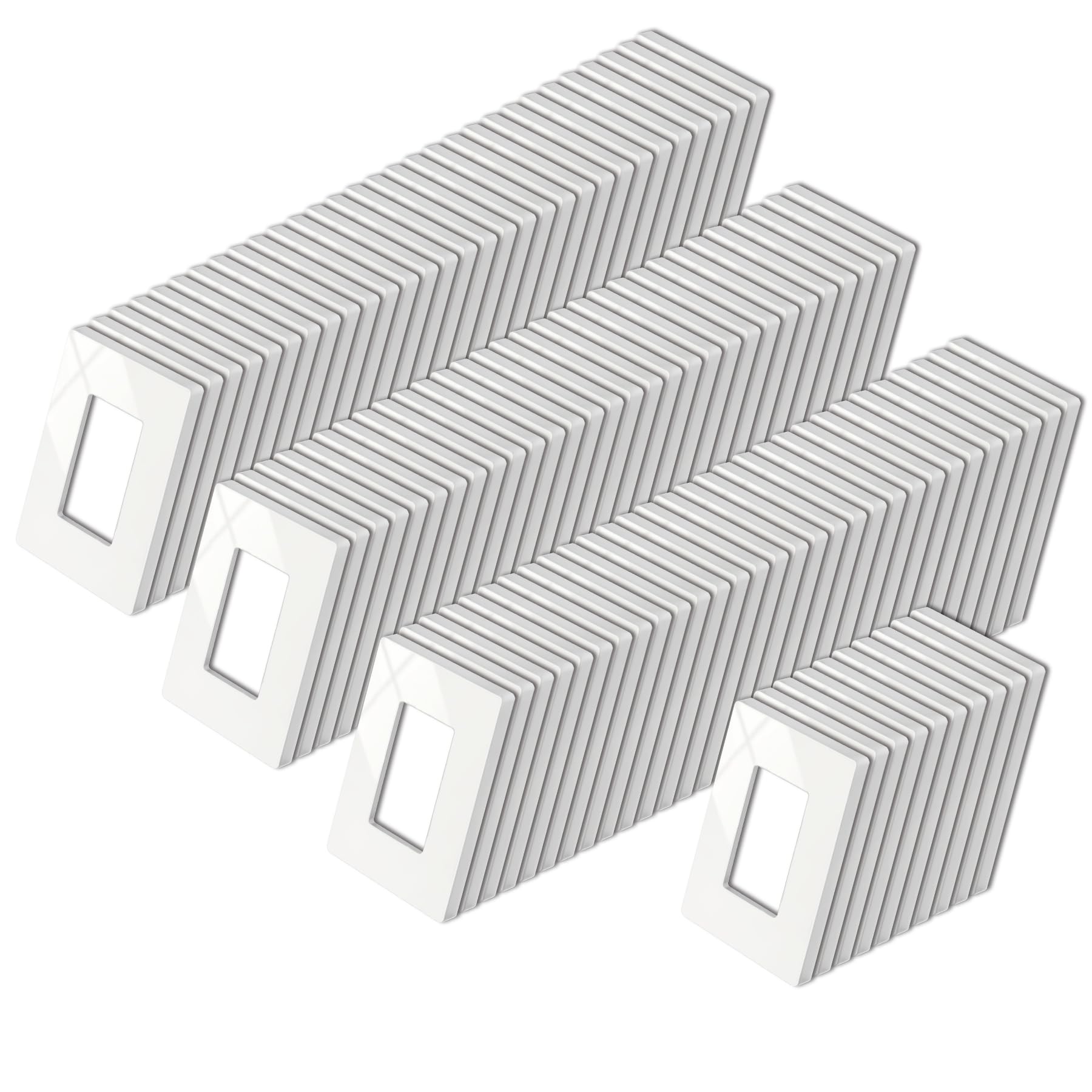 (100 Pack) BESTTEN 1-Gang Screwless Wall Plate - Glossy White Decorator Outlet Cover for Light Switch, Dimmer, USB, GFCI & Receptacle - Ideal for Home, Office & Commercial Renovations