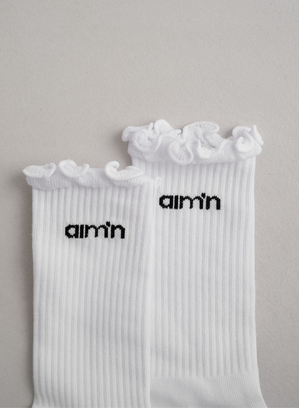 White Frill Logo Socks - Women's Fashion Ankle Socks for Casual Wear, Sports & Gifts | Trendy & Comfortable