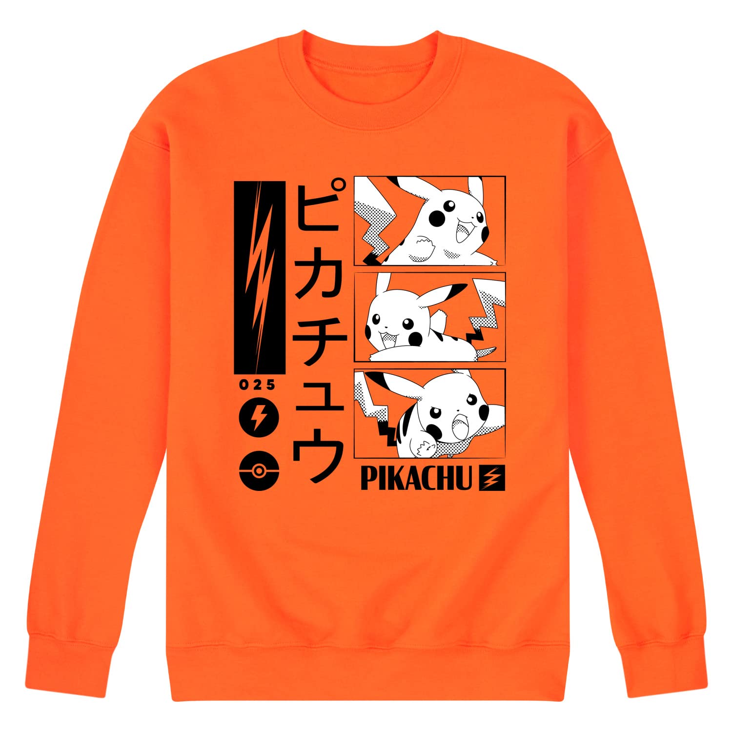 Pokémon Pikachu Manga Panels Men's Fleece Pullover Hoodie - Soft Crewneck Sweatshirt for Anime Fans, Casual Wear & Gift Giving