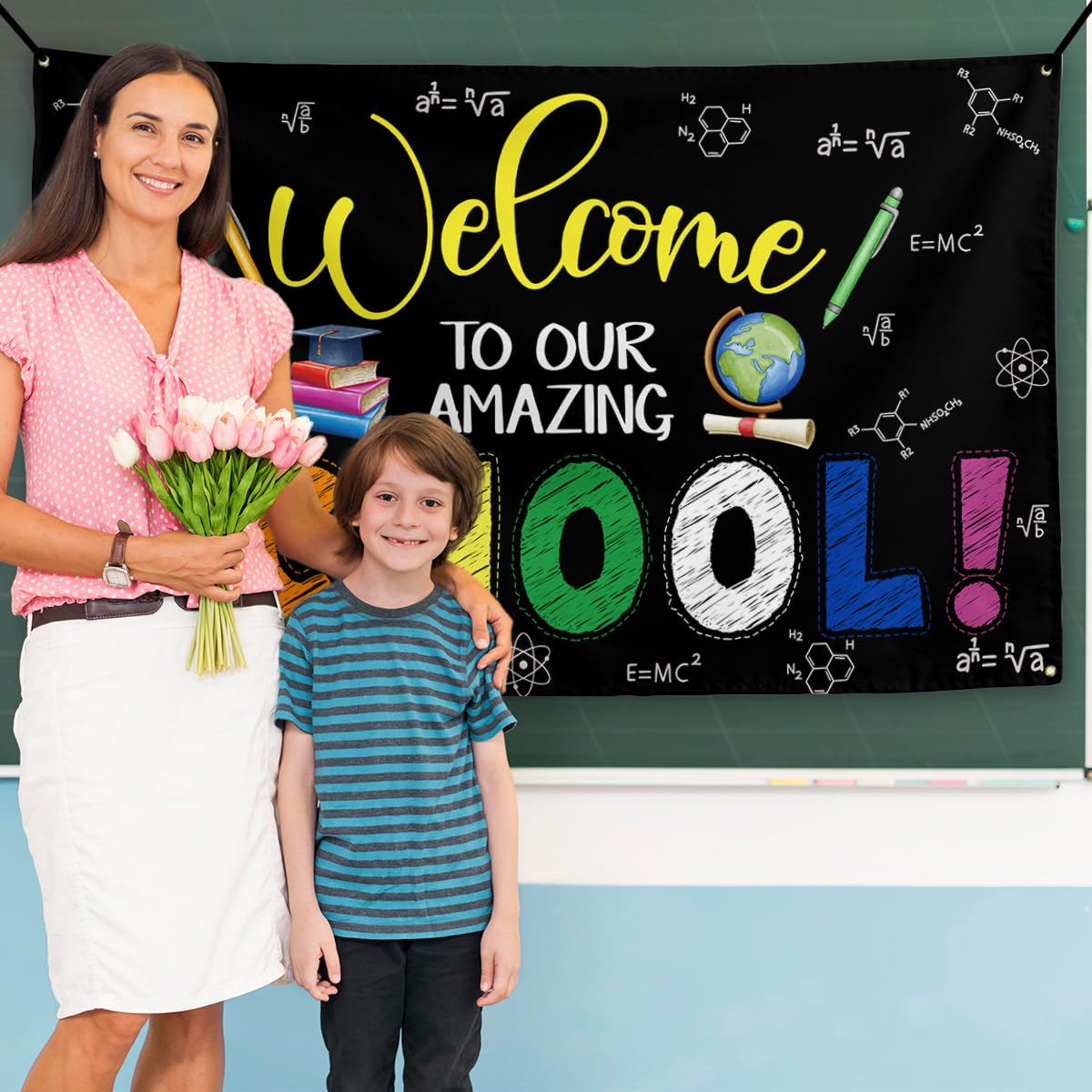Back to School Decorations - First Day of School Backdrop & Welcome Banner for Classroom Decor - Perfect for Classroom Parties, Photo Booths & School Events