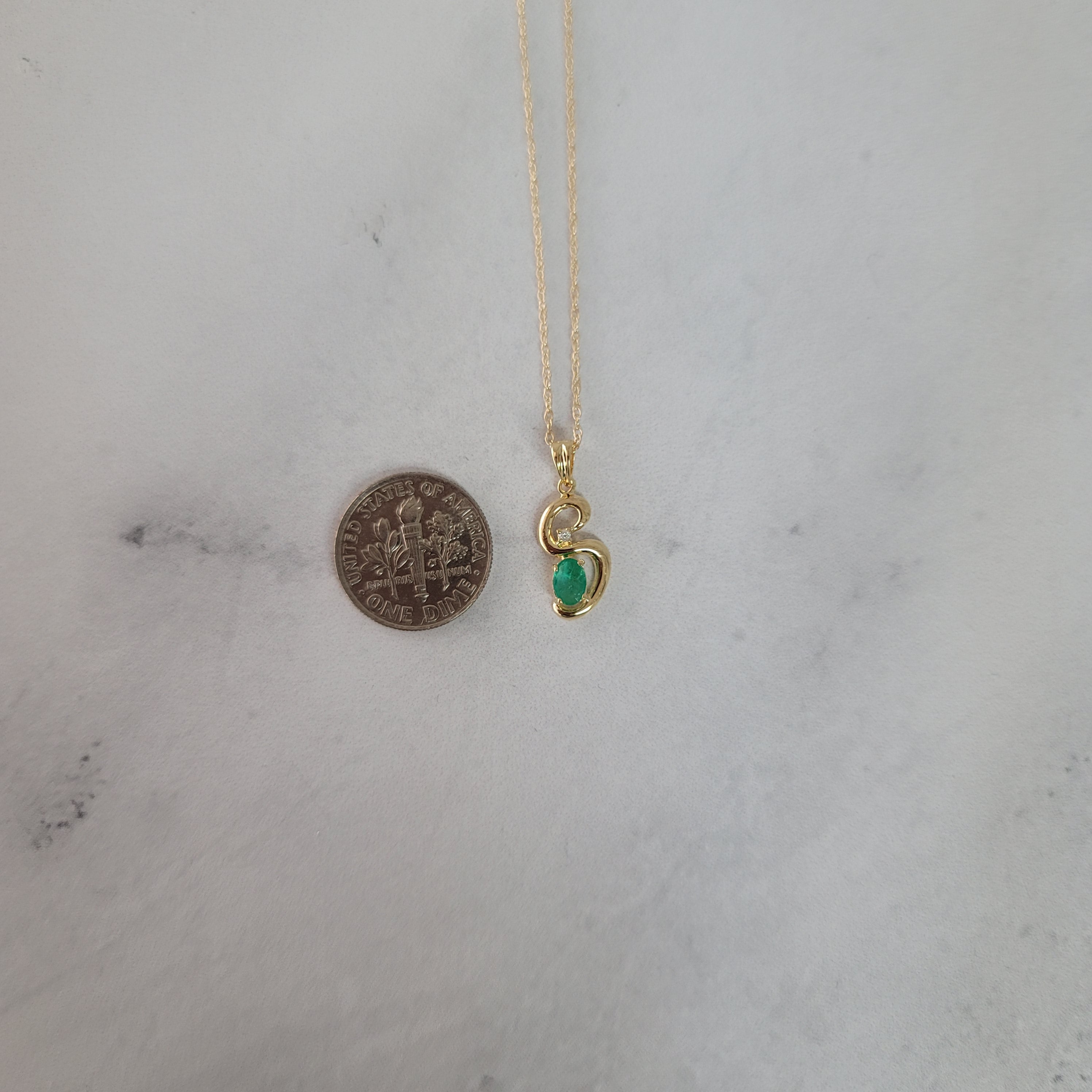 1 Carat Emerald 'S' Initial Necklace in 14k Yellow Gold - Perfect for Birthdays, Anniversaries & Personalized Gifts