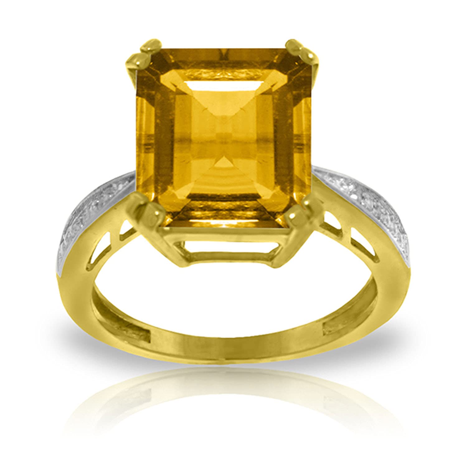 5.60 CT Octagon Citrine & Diamond Accent 14K Yellow Gold Ring for Women | Elegant Statement Jewelry for Weddings, Parties & Special Occasions
