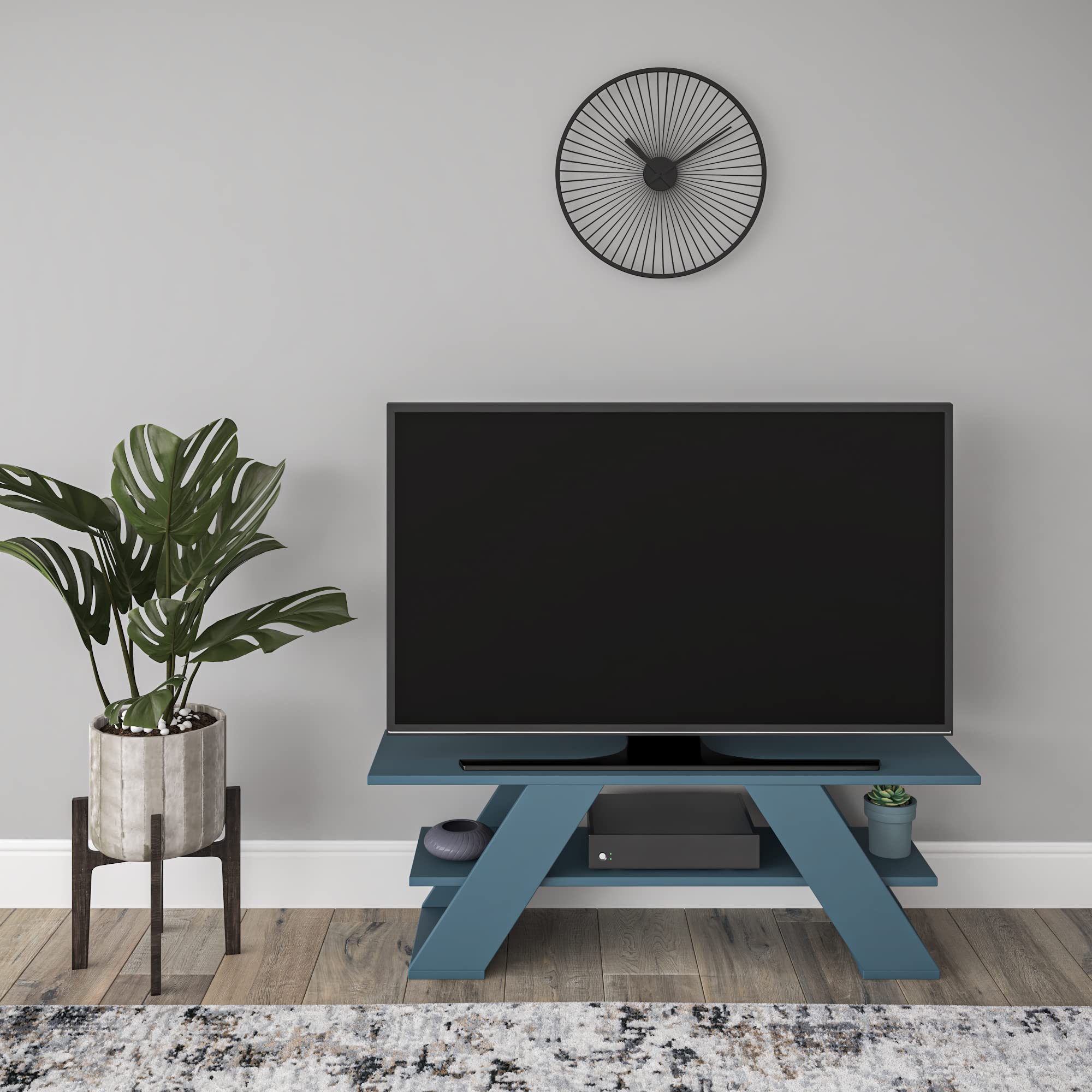 Ada Tioga Modern Petrol Blue TV Stand with Storage - 15.75