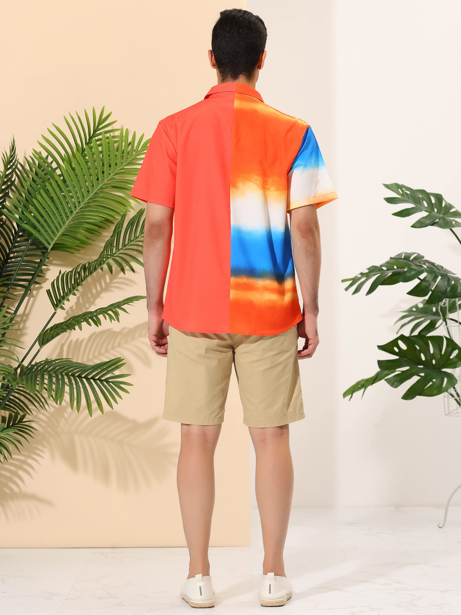 Lars Amadeus Men's Hawaiian Shirt - Short Sleeve Button Down with Chest Pocket & Vibrant Patchwork Design | Perfect for Beach Vacations, Summer Parties & Tropical Getaways