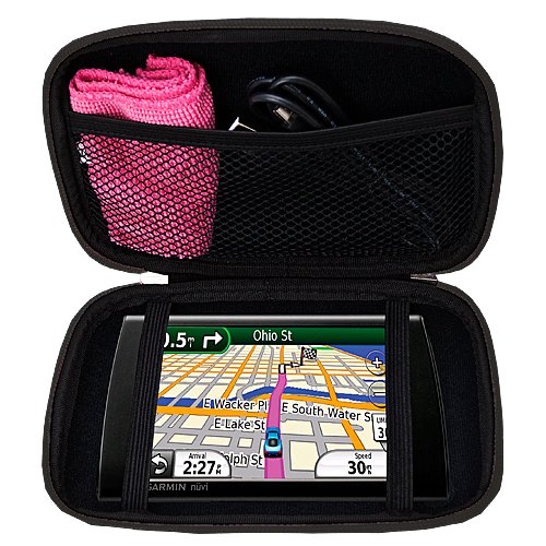 VanGoddy GPS Carrying Case with Carbineer Clip for Garmin nüvi 54/54LM 5-Inch GPS Navigator - Gun Metal | Protective Travel Pouch for Road Trips & Outdoor Adventures
