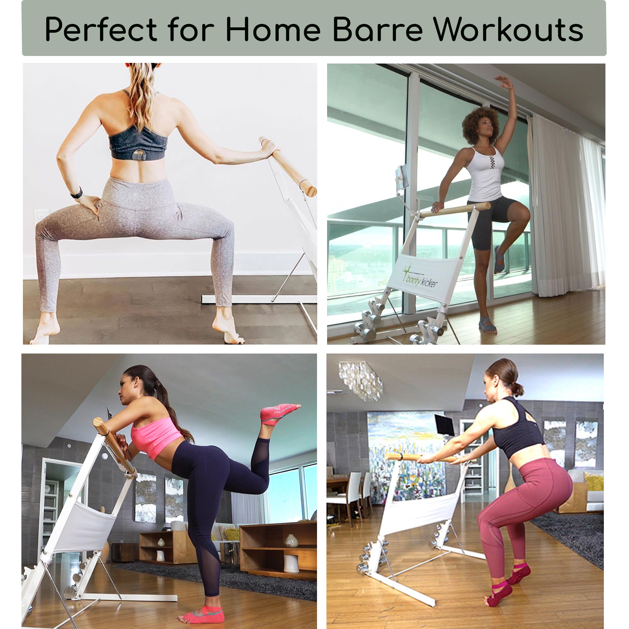 Portable Ballet Barre with Tablet & Phone Holder - Foldable Home Fitness Equipment for Barre Workouts, Yoga & Pilates | Perfect for Streaming Online Classes in Living Room, Bedroom or Small Spaces