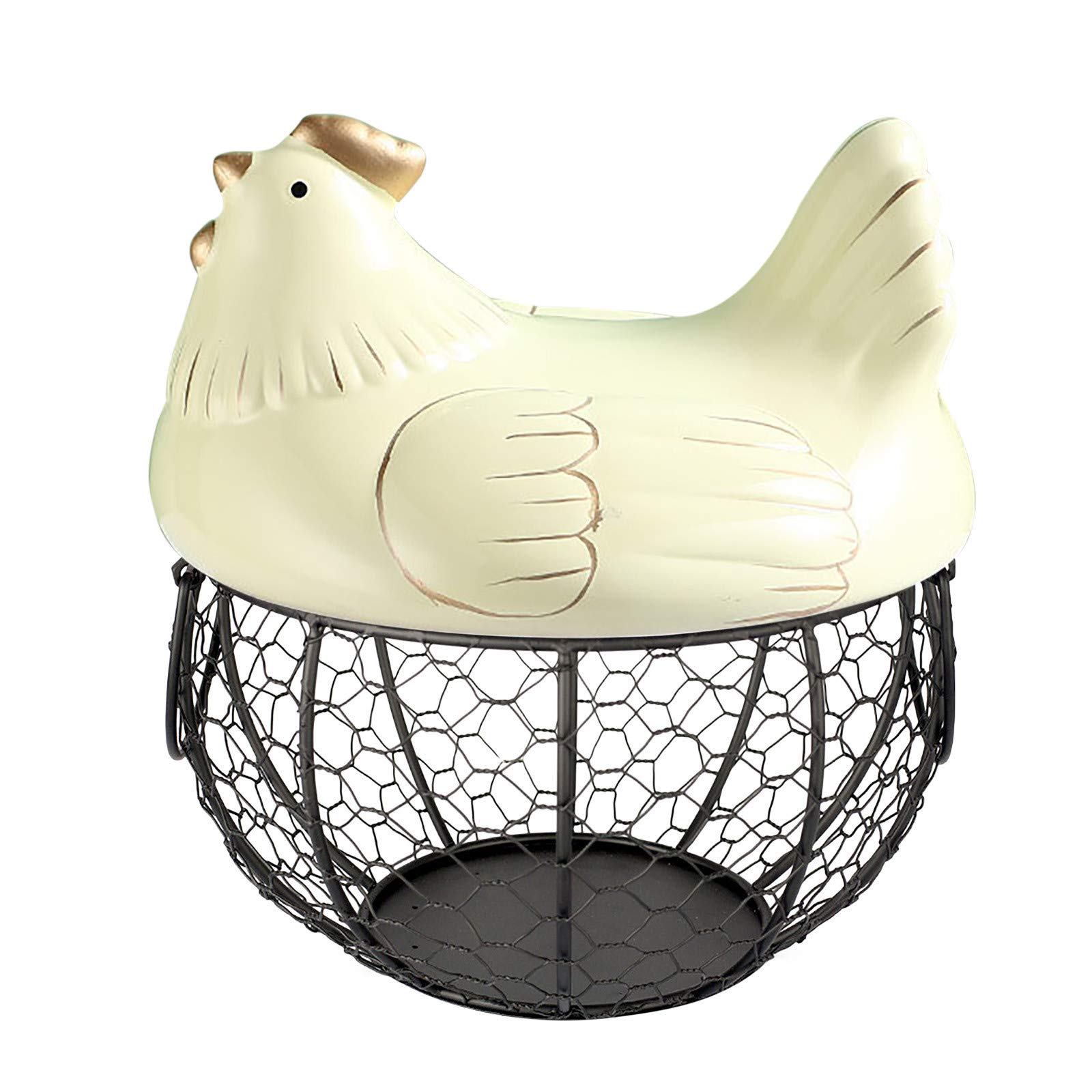 Ceramic Fruit Basket with Hen Design - Kitchen Storage Organizer for Eggs, Fruits & Decor | Perfect for Pantry, Countertop & Farmhouse Style Home Decor