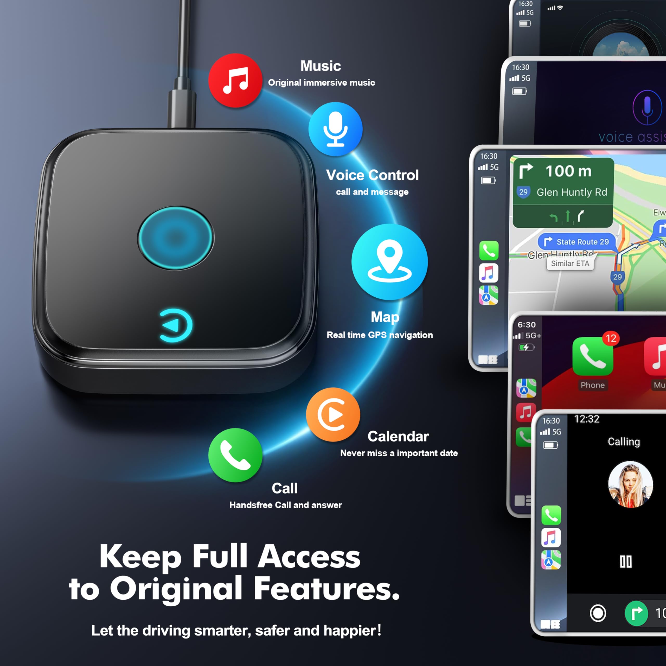 Wireless CarPlay Adapter for iPhone & Android Auto - 2-in-1 Fast & Stable Wired to Wireless Converter for iOS 10+ & Android 11+ - Perfect for Commuting, Road Trips & Hands-Free Driving