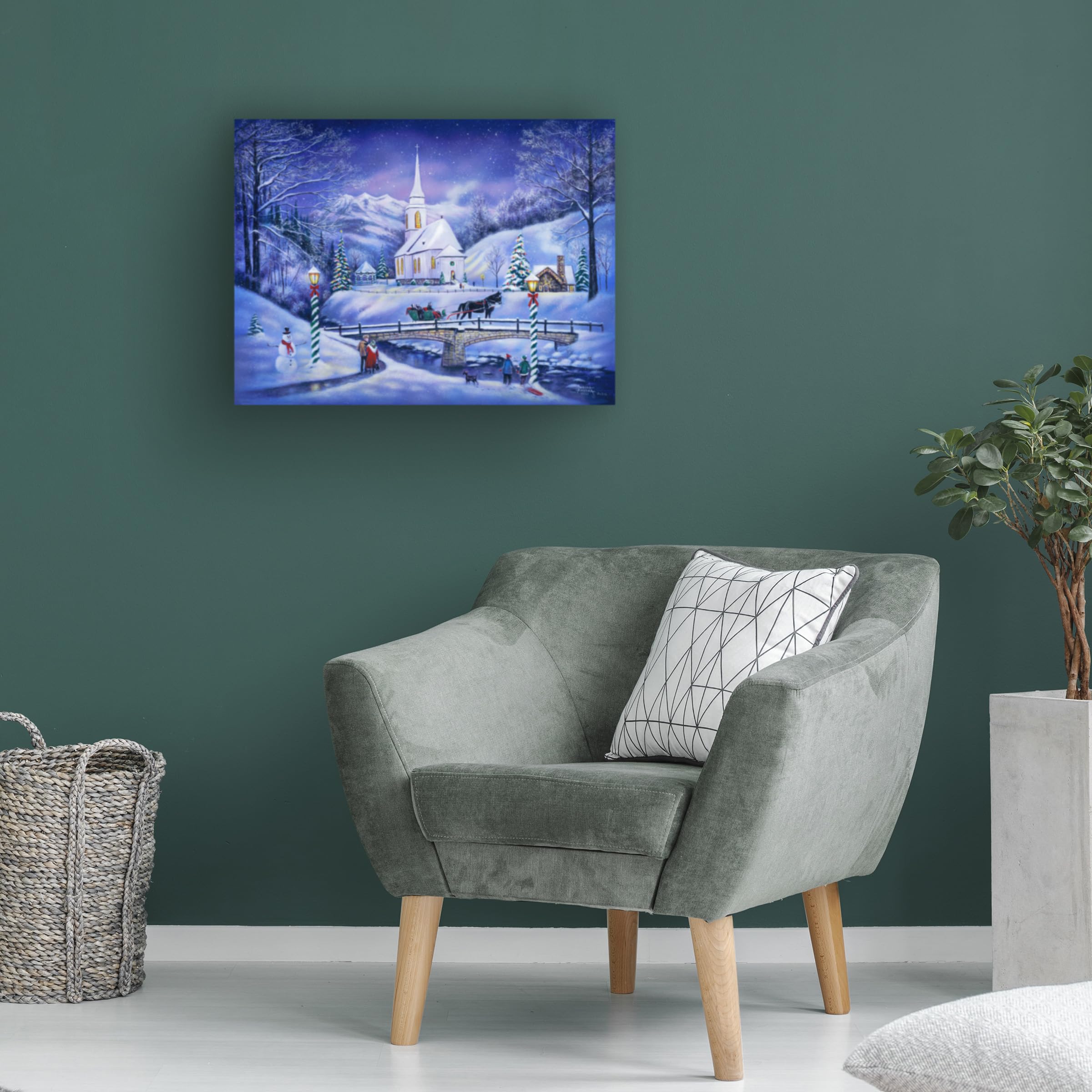 Trademark Fine Art Canvas Wall Art - Robert Andrea 'Mountain Valley Christmas' Landscape Painting - Premium Stretched Canvas Print for Home & Office Decor - Perfect for Living Room, Bedroom, Dining Room & Holiday Gift Giving