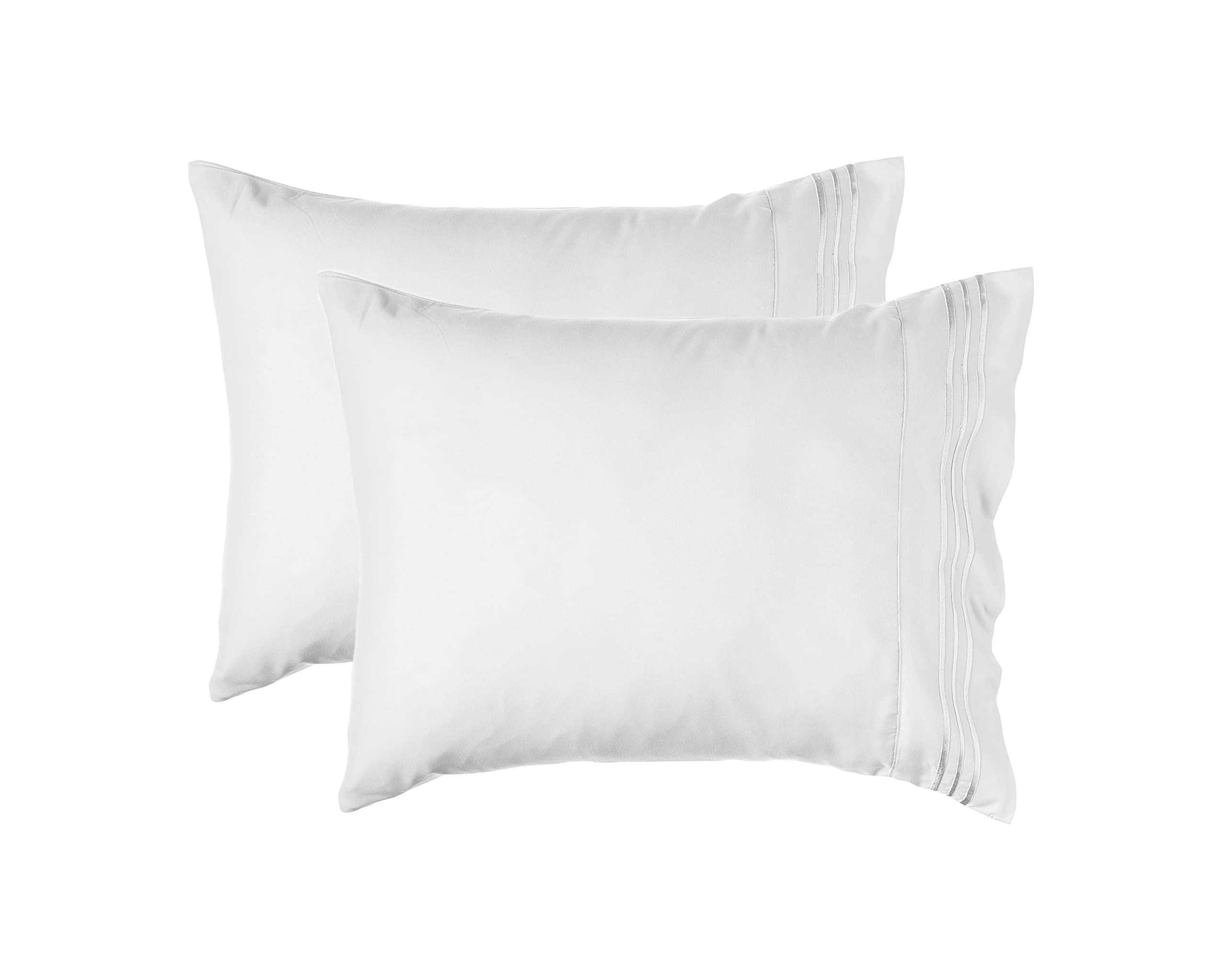 Luxury 1500 Thread Count Queen Sheet Set - 4 Piece Soft & Wrinkle-Free Hotel Quality Bedding with Side Pockets - Perfect for Master Bedroom, Guest Room & Vacation Homes - White