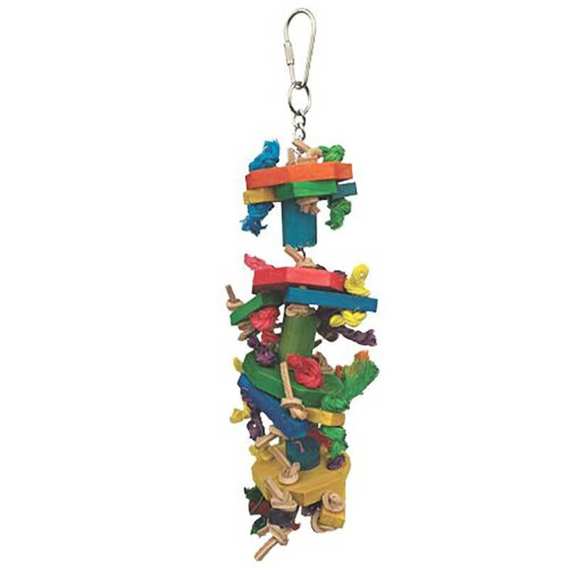 Knots and Blocks Preening Toy for Parrots - Fun Chewing & Foraging Bird Toy for Cockatiels, Conures, Lovebirds - Perfect for Cage Enrichment & Stress Relief