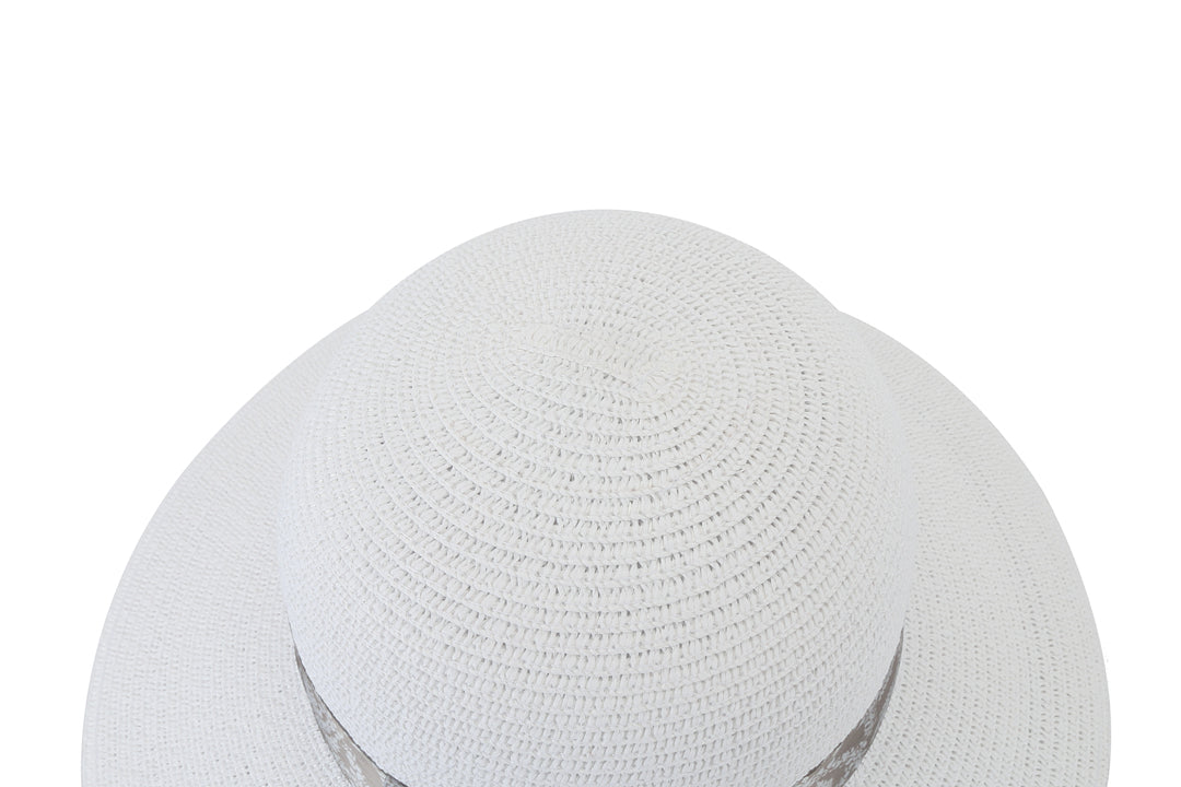 Elegant White Orchid & Fern Lei Hat in Brown - Perfect for Hawaiian Luau, Beach Weddings & Tropical Vacations