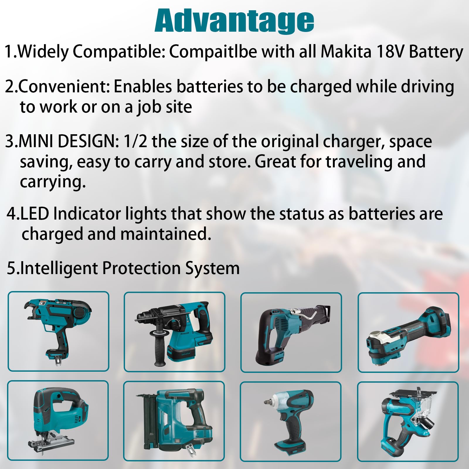 Makita 18V Lithium Battery Replacement Charger - Portable & Compact Car Charger with Cigarette Lighter Plug - Perfect for Power Tools On-The-Go, Job Sites & Road Trips