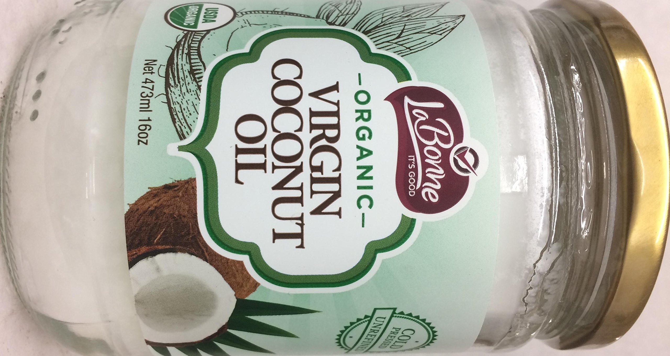 Organic Virgin Coconut Oil - 16 Oz (Pack of 1) by LaBonne | Cold-Pressed, Unrefined, USDA Certified | Perfect for Cooking, Baking, Skin & Hair Care