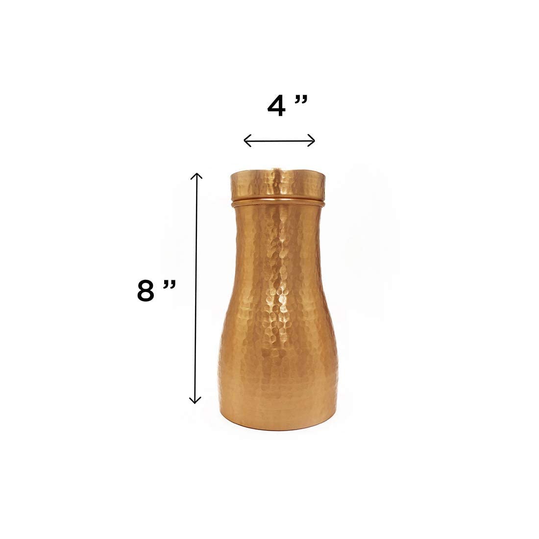 DeKulture Hammered Pure Copper Water Carafe Pitcher with Lid - 1 Liter (34 oz) Ayurvedic & Yoga Benefits, 4 x 8 Inches - Perfect for Infused Water, Lemon Water & Daily Hydration
