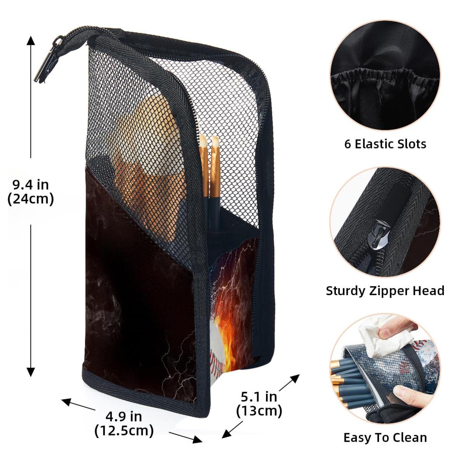 12-Piece Makeup Brush Organizer Bag with Baseball Design - Waterproof & Portable Makeup Brush Holder Case for Travel & Professional Makeup Artists