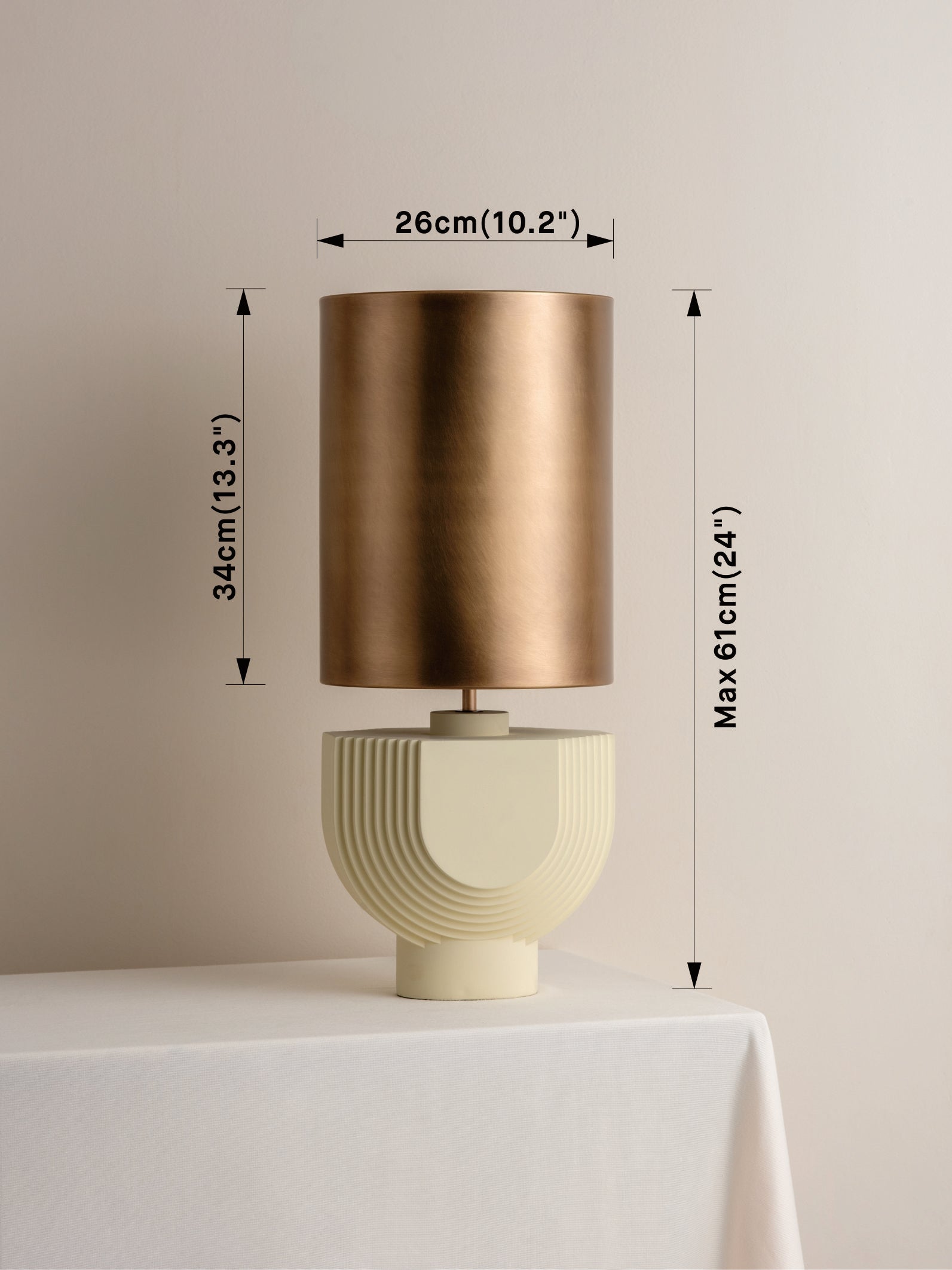Vintage Concrete Table Lamp with Aged Brass Shade - Industrial Style Home Decor for Living Room, Bedroom & Office Lighting