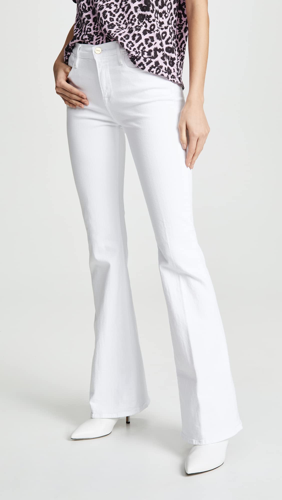 FRAME Women's High Waist Flare Jeans - Stretchy Denim Pants for Casual & Night Out | Vintage Inspired Bootcut Fit for Everyday Wear