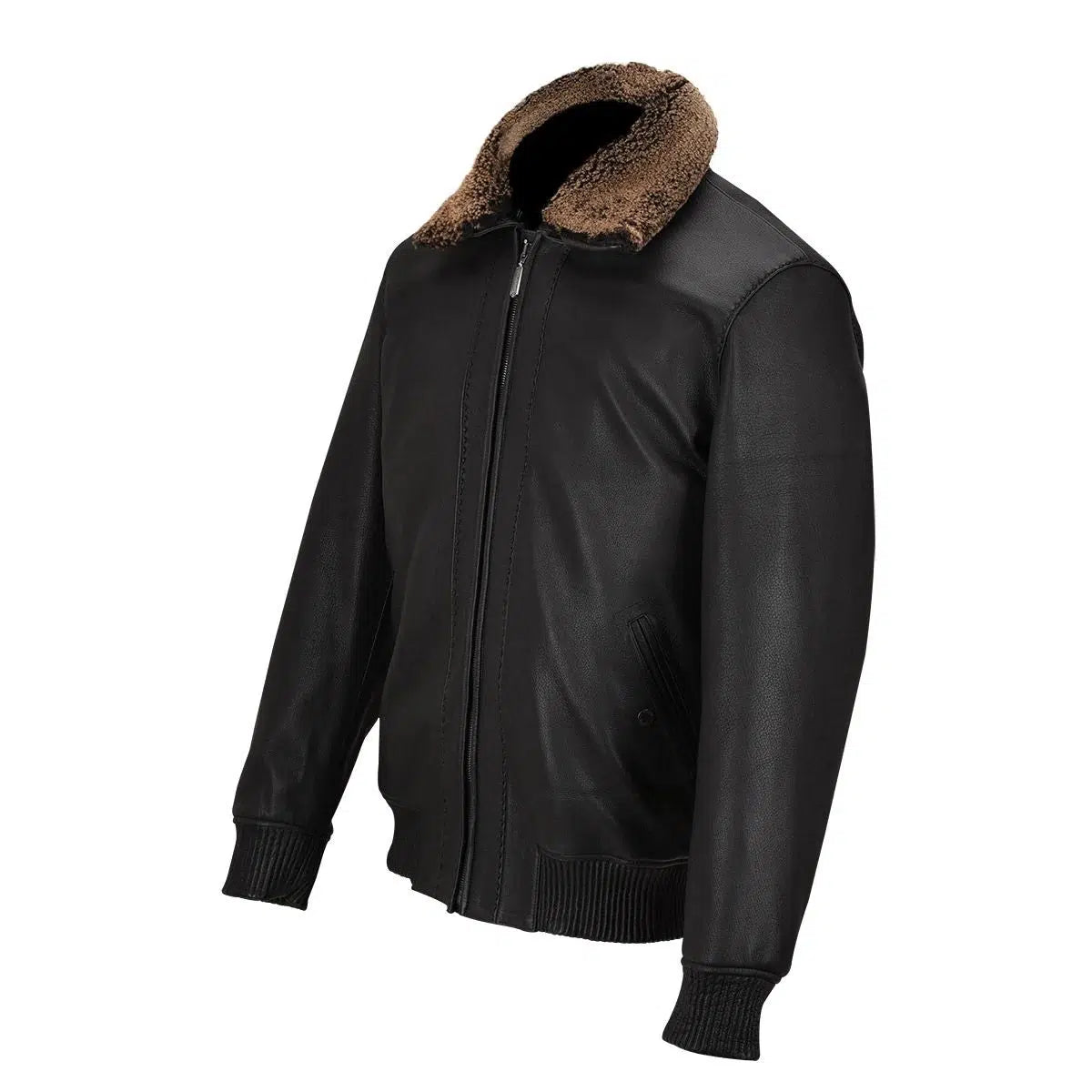 Men's Cuadra Black Casual Fashion Goat Leather Motorcycle Aviator Jacket - Stylish Biker Jacket for Riding, Outdoor Adventures & Everyday Wear