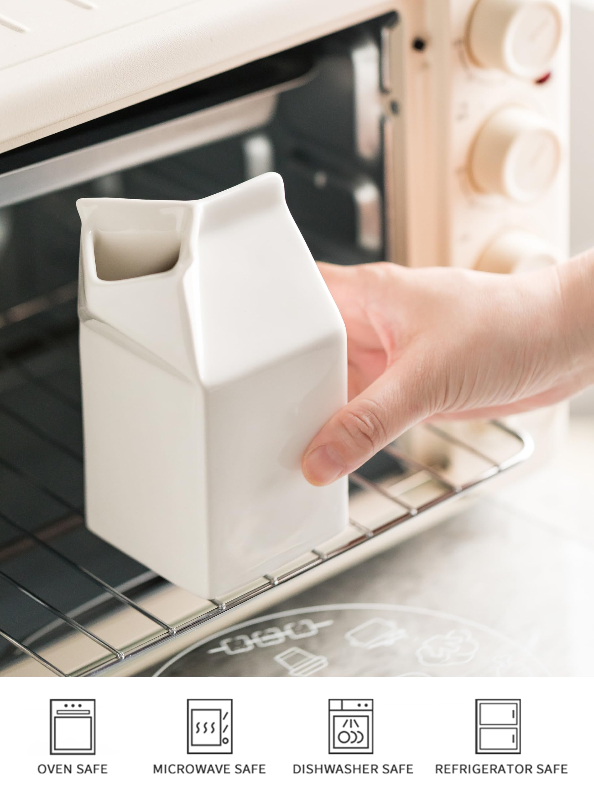 White Ceramic Creamer Pitcher - 13 Oz Small Milk Jug for Coffee, Tea & Sauces | Perfect for Breakfast, Brunch & Coffee Shops | Drip-Free Pouring Design