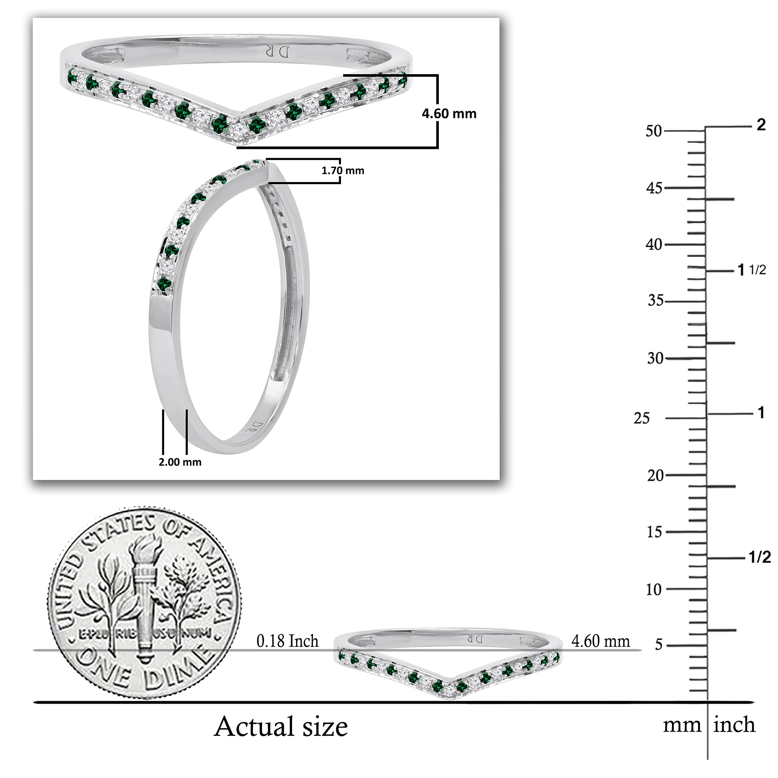 10K White Gold Round Lab-Created Gemstone & Natural Diamond Women's Bridal Wedding Band – Chevron Anniversary Ring for Her | Perfect for Engagement, Proposal, Valentine's Day & Special Occasions
