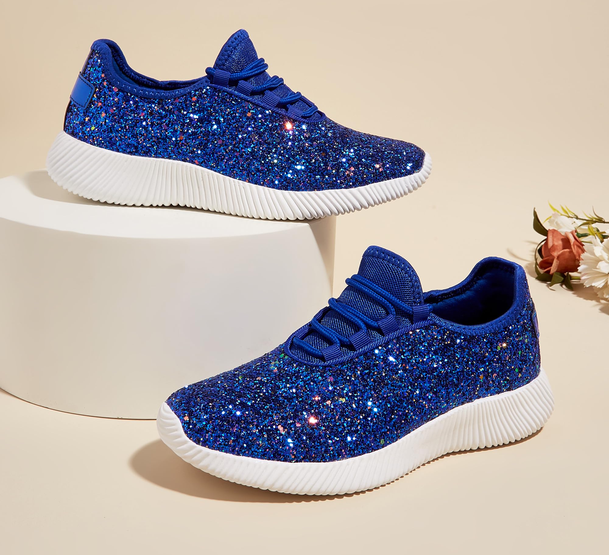 K KIP WOK Women's Fashion Glitter Sneakers - Slip On Running Shoes, Lightweight Tennis Walking Shoes for Women | Perfect for Gym, Workout, Casual Wear & Daily Activities