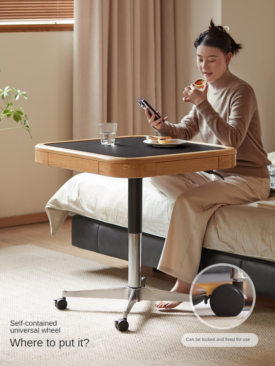 Solid Oak Lift-Top Coffee Table with Storage - Modern Square Movable Design for Living Room, Home Office & Small Spaces