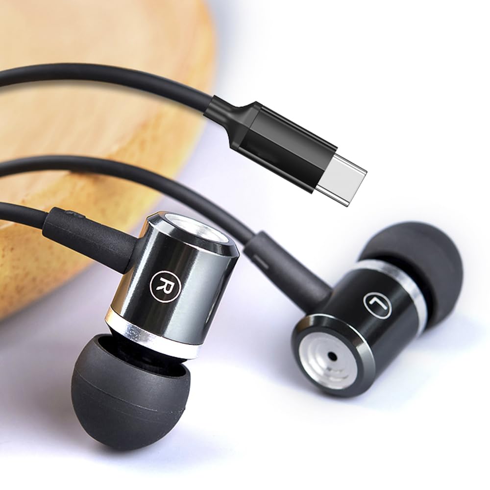 USB C Wired Earbuds with Microphone for iPhone 15/16/Pro Max - Noise Isolating In-Ear Headphones, Universal Type C Stereo Bass Earphones for Music/Gaming/Work Calls