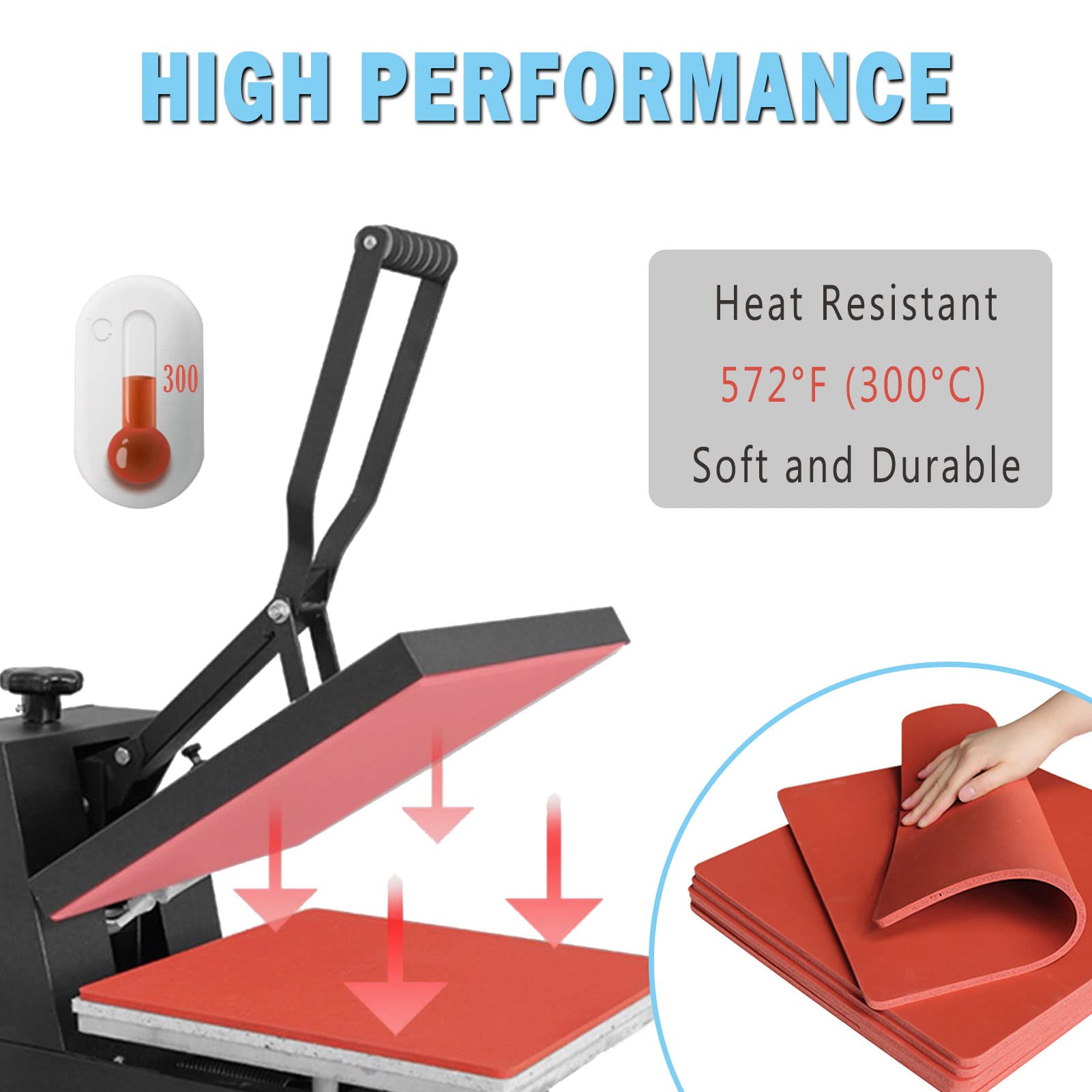 10x12 Inch Silicone Heat Press Mat Pad - 0.3 Inch Thick Sublimation Mat for Heat Transfer Machine - Durable Replacement Pad for T-Shirt, Mug & Hat Pressing - Perfect for DIY Crafts & Small Business Printing