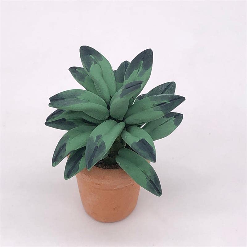 1:12 Scale Mini Green Leaf Pot Plant - Realistic Dollhouse Decoration Accessories for DIY Miniature Gardens & Home Decor