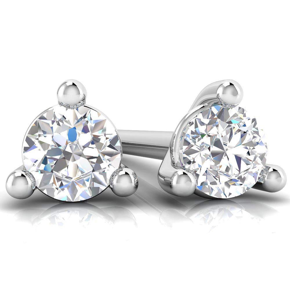 1/10, 1/4, 1/2 Carat 10K White Gold Lab-Grown Diamond Martini Stud Earrings for Women (D-F Color, VS-SI Clarity) - Solitaire Diamond Earrings, Perfect Gift for Mom, Mother's Day, Anniversary & Special Occasions