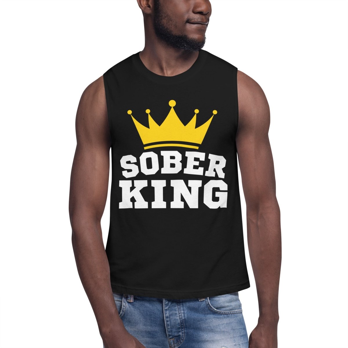 Sober King Majesty Muscle Shirt for Men - Premium Workout & Gym Tank Top - Perfect for Bodybuilding, Fitness Training & Casual Wear