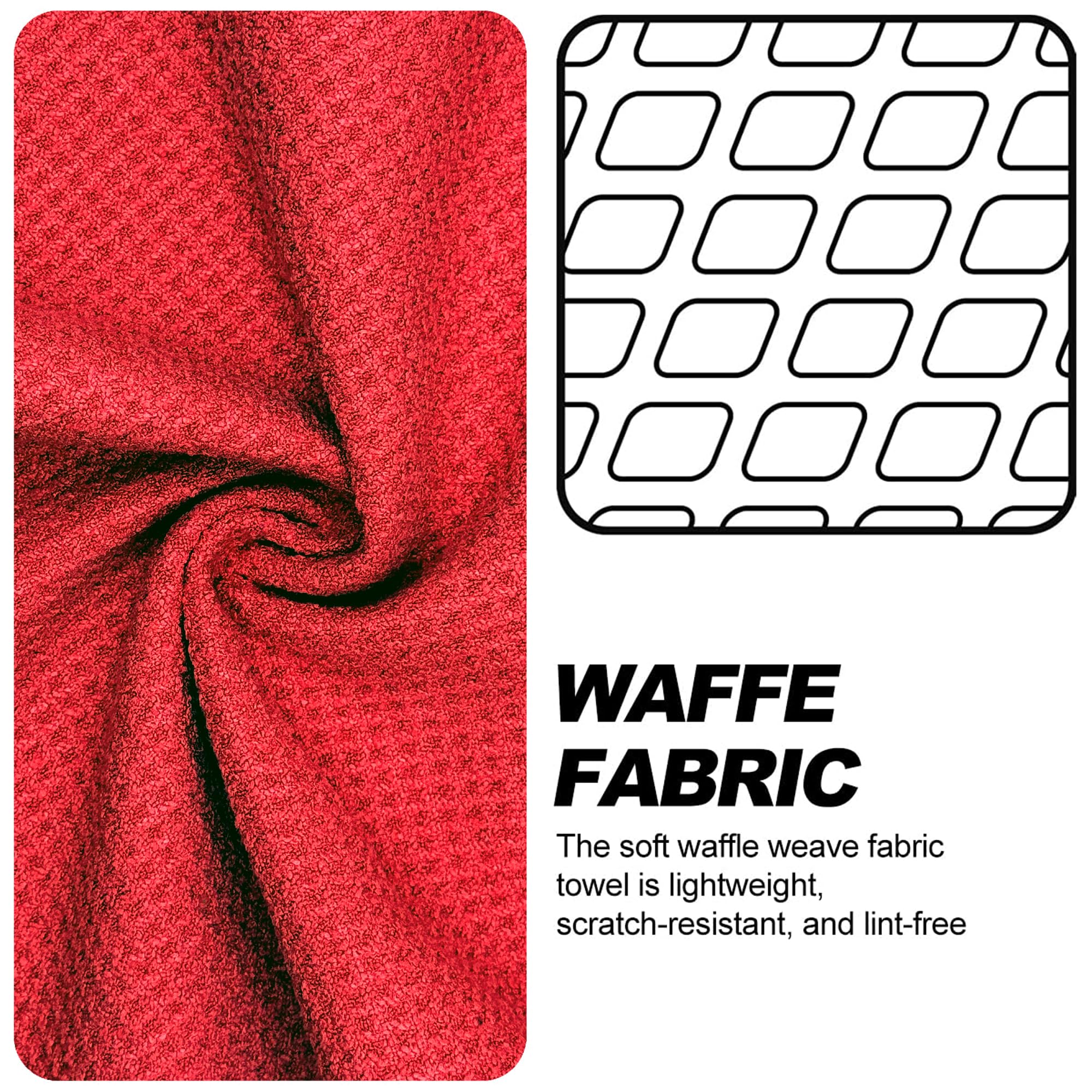 Premium Magnetic Golf Towel with Clip - Microfiber Waffle Design for Superior Grip | Strong Industrial Magnet for Golf Balls, Bags & Carts | Perfect for Golf Course, Driving Range & Practice Sessions (Red)