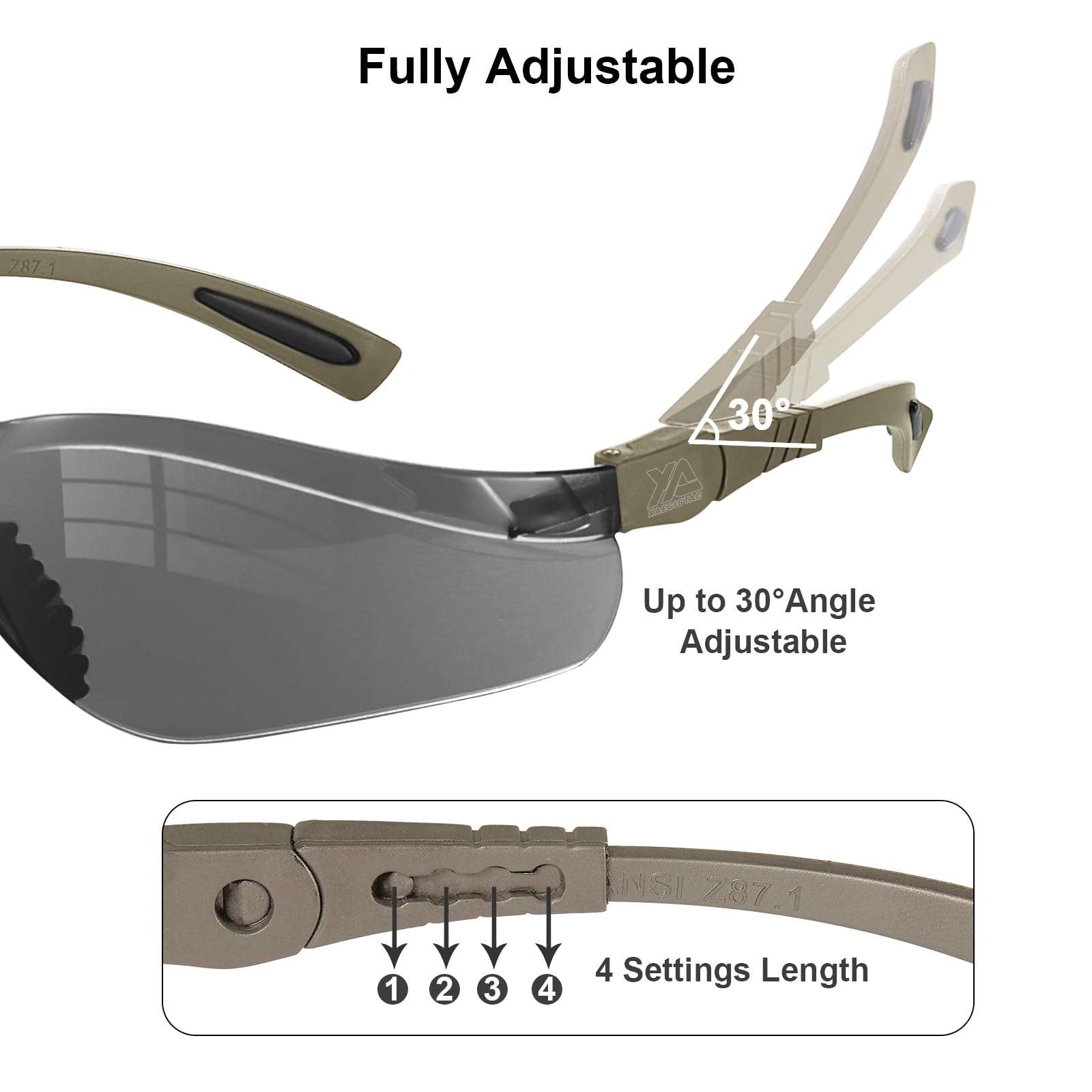 XAEGISTAC Anti-Fog Shooting Glasses - Adjustable Safety Eyewear for Shooting Range & Outdoor Sports - Comes with Zipper Hard Case - Perfect for Hunting, Airsoft & Tactical Training