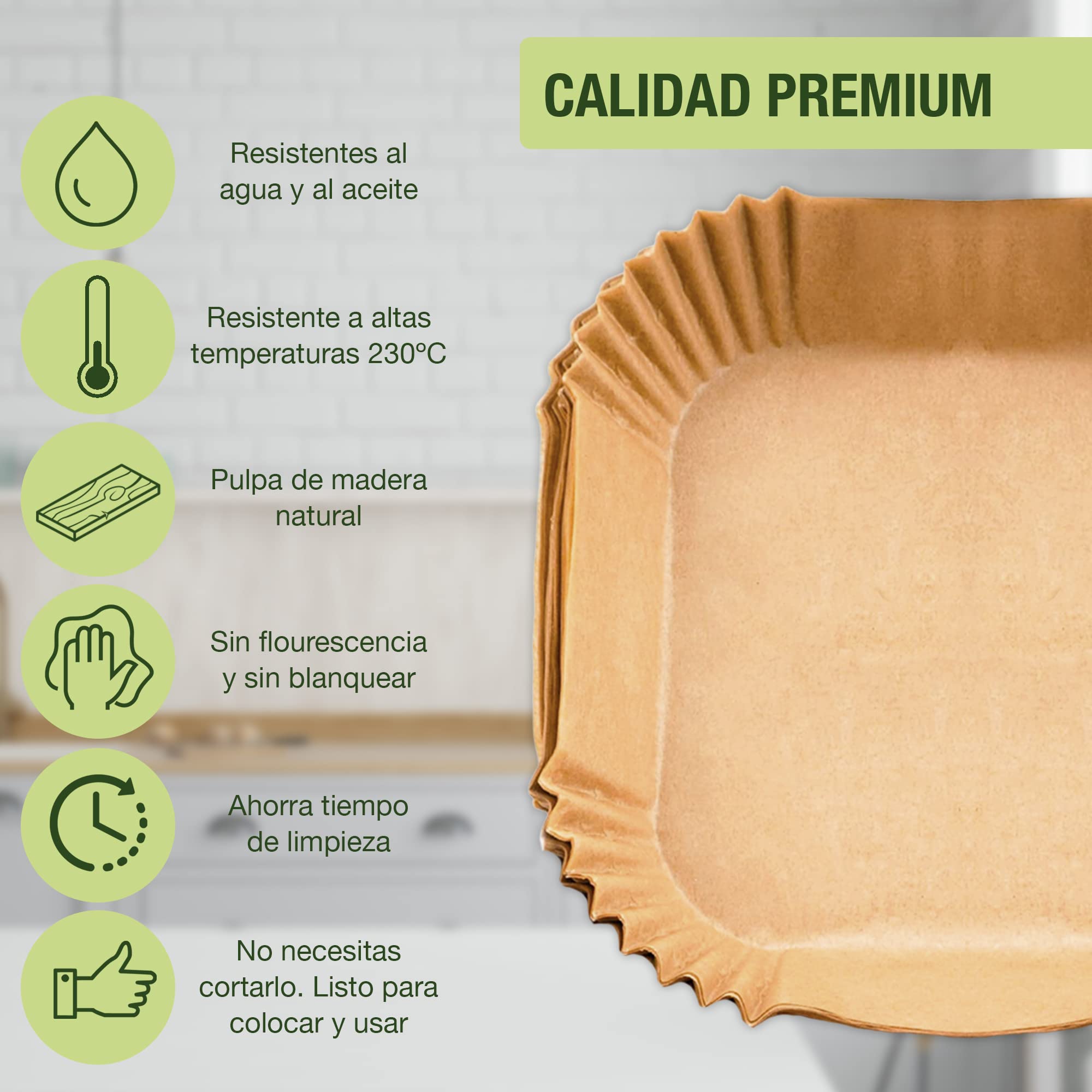 200 Pcs Air Fryer Liners [20-24cm] for 4-7L Square Basket - BPA Free Food Grade Parchment Paper - Perfect for Air Frying Chicken Wings, French Fries & Vegetables