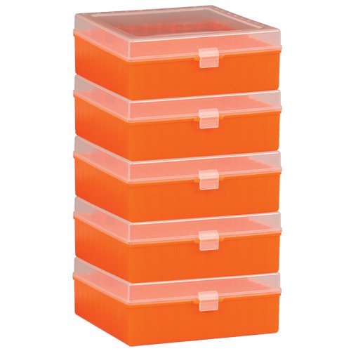 SP Bel-Art 100-Place Plastic Freezer Storage Boxes - Orange (Pack of 5) | Lab-Grade Freezer Organizer for Samples, Specimens & Food Storage | F18851-0014