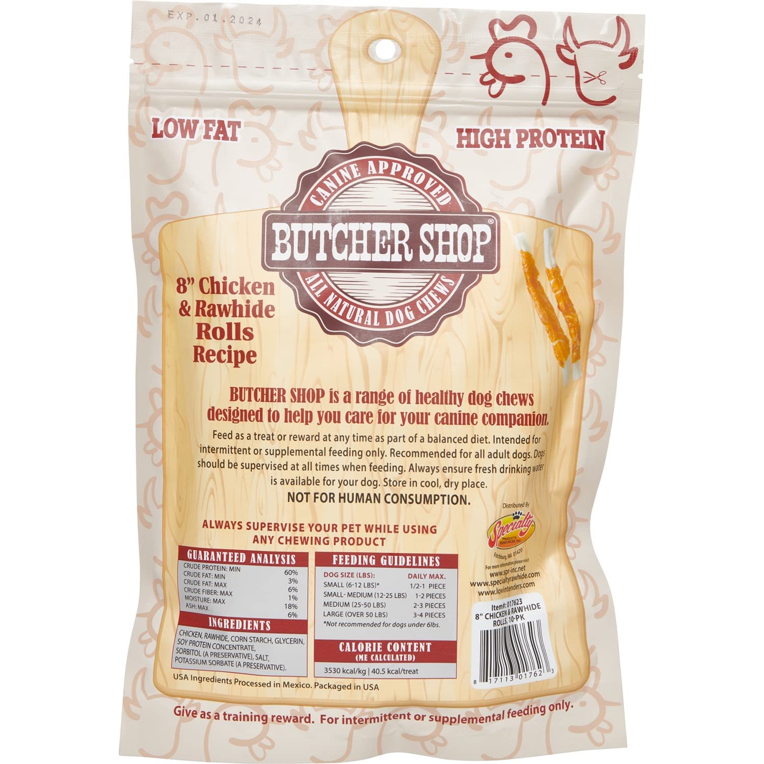 Premium Butcher Shop Chicken & Rawhide Dog Chews (2-Pack, 20 Rolls) - Natural Dental Treats for Puppies & Adult Dogs - Perfect for Training, Teething & Oral Health