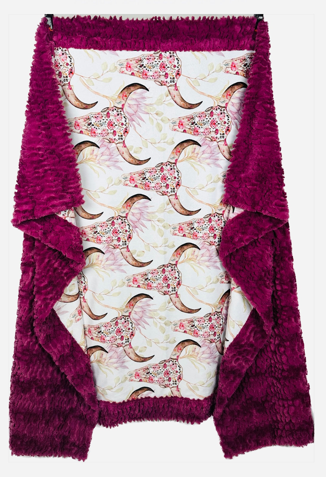 Floral Skull Florence Claret Luxe Large Adult Blanket 55x79 Inches - Soft Cozy Throw Blanket for Couch, Bed, Sofa & Home Decor