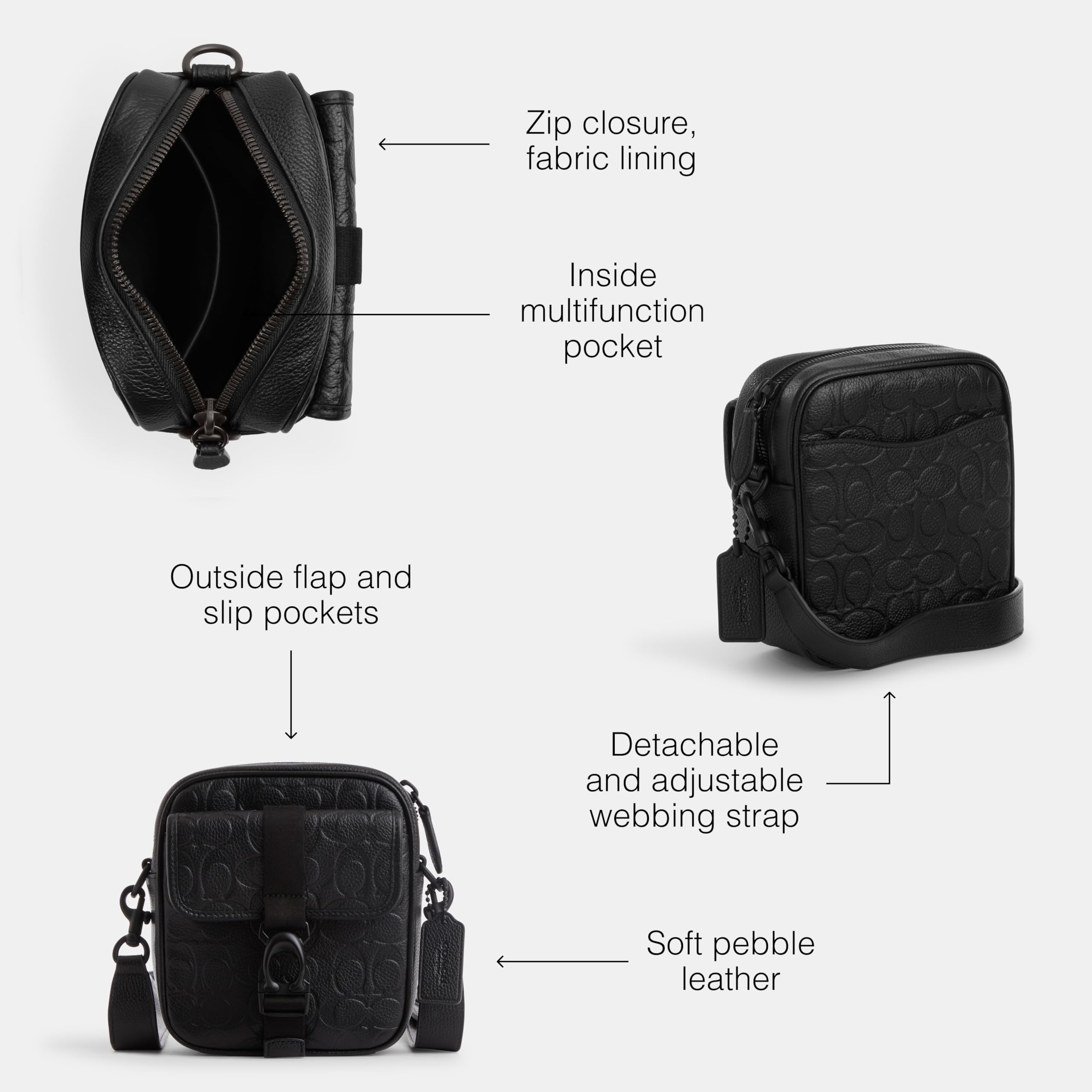 Coach Beck Crossbody Bag in Blackout Signature Leather - Stylish & Durable Handbag for Women, Perfect for Work, Travel & Everyday Use