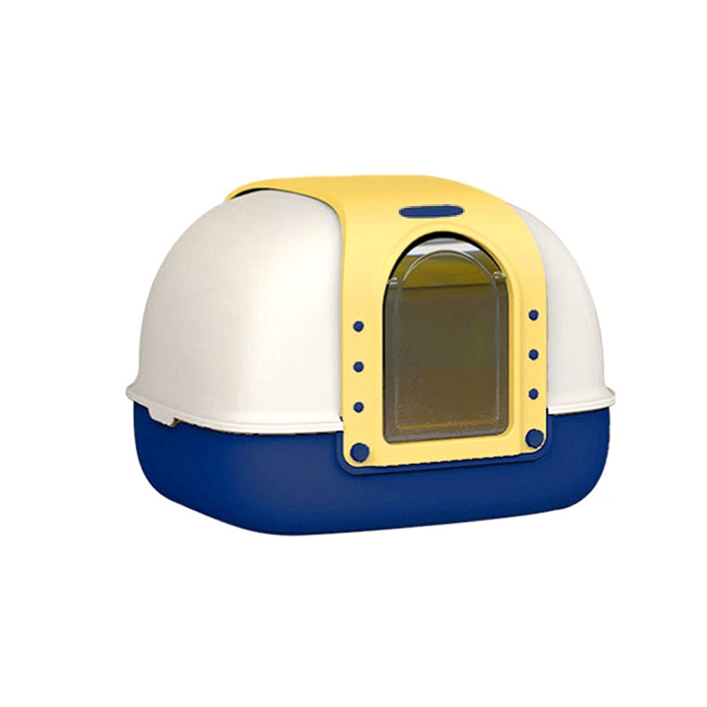 Self-Cleaning Enclosed Cat Litter Box - Splash Proof Large Cat Toilet with Scoop for Easy Cleaning | Yellow Pet Supplies for Home & Small Spaces