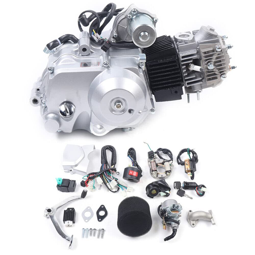 125CC Semi-Auto 4-Speed Engine with Reverse & Electric Start - Compatible with Go Karts, ATVs, Quads, Dirt Bikes & Pit Bikes | High-Performance Motor for Off-Road Racing & Recreational Riding