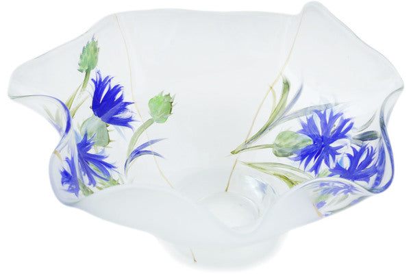 10 Fluted Bowl Set - Blue Cornflower Meadow Design - Perfect for Salads, Desserts & Table Decor